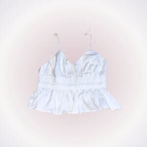 Cotton Candy White Peplum Cami Top | Sz S